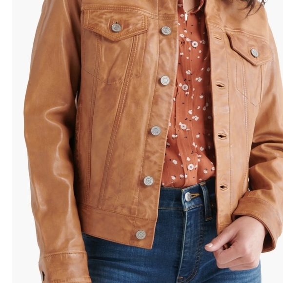 Lucky Brand Women's Brown Leather Jacket - Picture 4 of 16